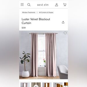 Pair of West Elm Velvet Blackout Curtains